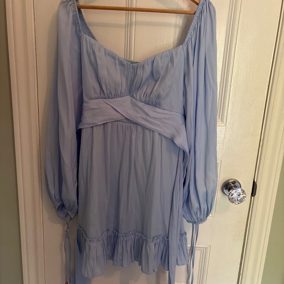 Blue, long sleeved mini dress - Picture 1 of 4